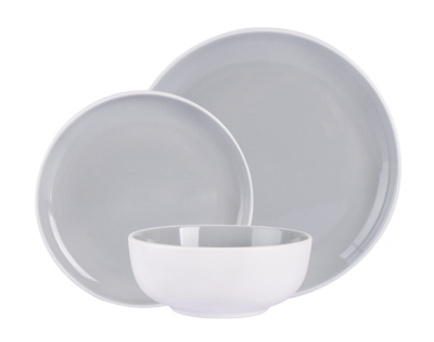 grey and white plate set