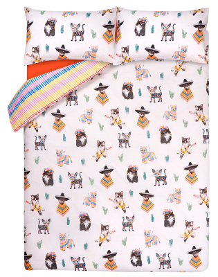 Fiesta Cat Print Reversible Duvet Cover Home & Garden