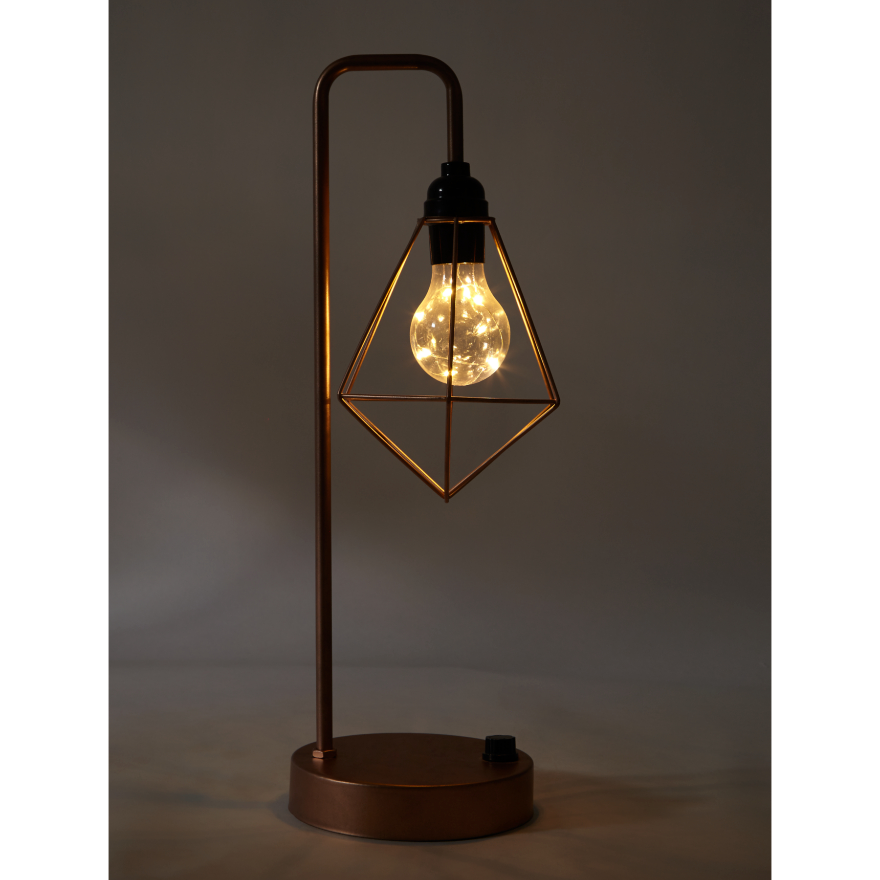 Copper Geometric Shaped Table Lamp Light Bulb Home Touch Desk