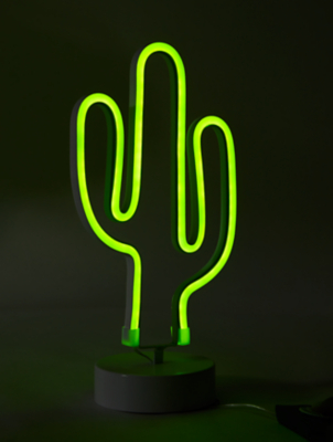 Green Neon Effect Led Decorative Cactus Light Home George At Asda