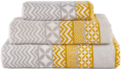 Grey and Yellow Striped Cotton Towel 