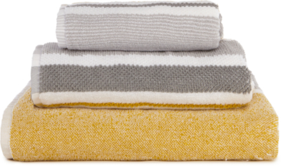 yellow and gray towels