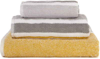 yellow and grey towels