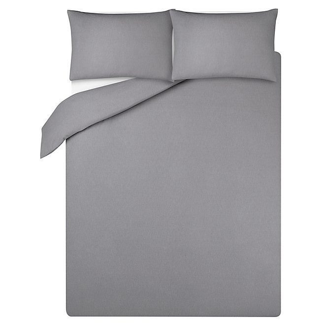 Grey Soft Cosy Brushed Cotton Duvet Set Home George