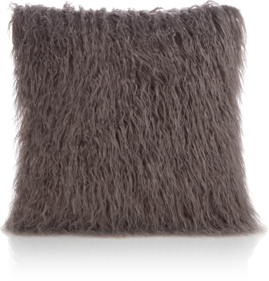 Dark Grey Mongolian Faux Fur Cushion 