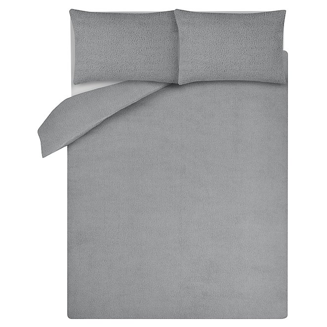 Grey Teddy Fleece Duvet Set Home George