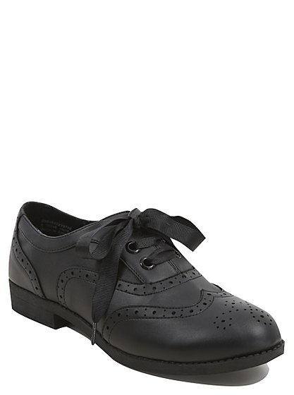 Girls School Ribbon Lace Up Brogues - Black | School | George at ASDA