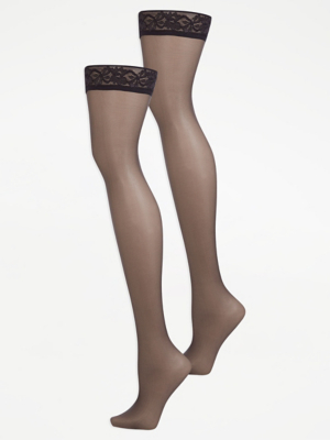 Barely Black 10 Denier Sheen Hold Up Tights 2 Pack Women at ASDA