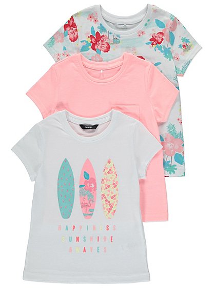 Assorted 3 Pack Sparkle T-Shirts | Kids | George