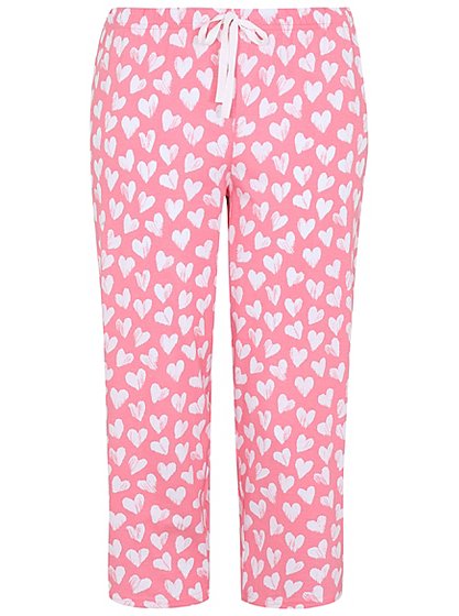 Heart Print Cropped Pyjama Bottoms | Women | George