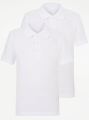 White Slim Fit School Polo Shirt 2 Pack