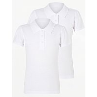Girls White Long Sleeve Scallop School Polo 2 Pack | School | George at ASDA