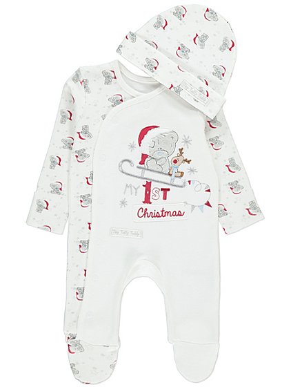 Tatty Teddy My 1st Christmas Sleepsuit and Hat Set | Baby | George