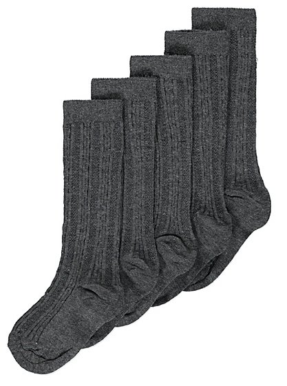 Girls Grey School Knee High Cable Socks 5 Pack | Kids | George