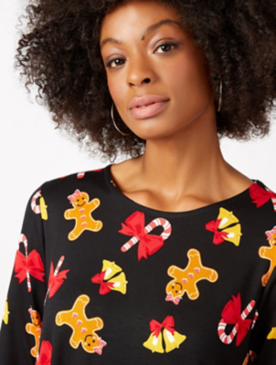 Christmas Gingerbread Print Dress Women George