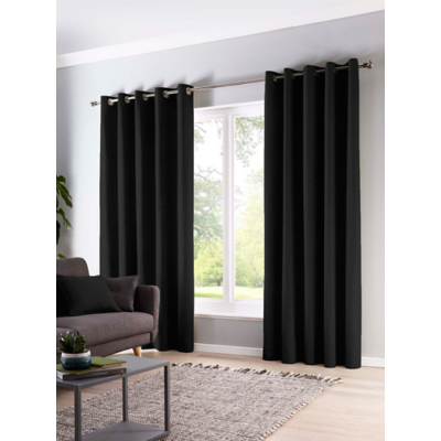 Onn Black Fusion Sorbonne Eyelet Curtains Size 5.0
