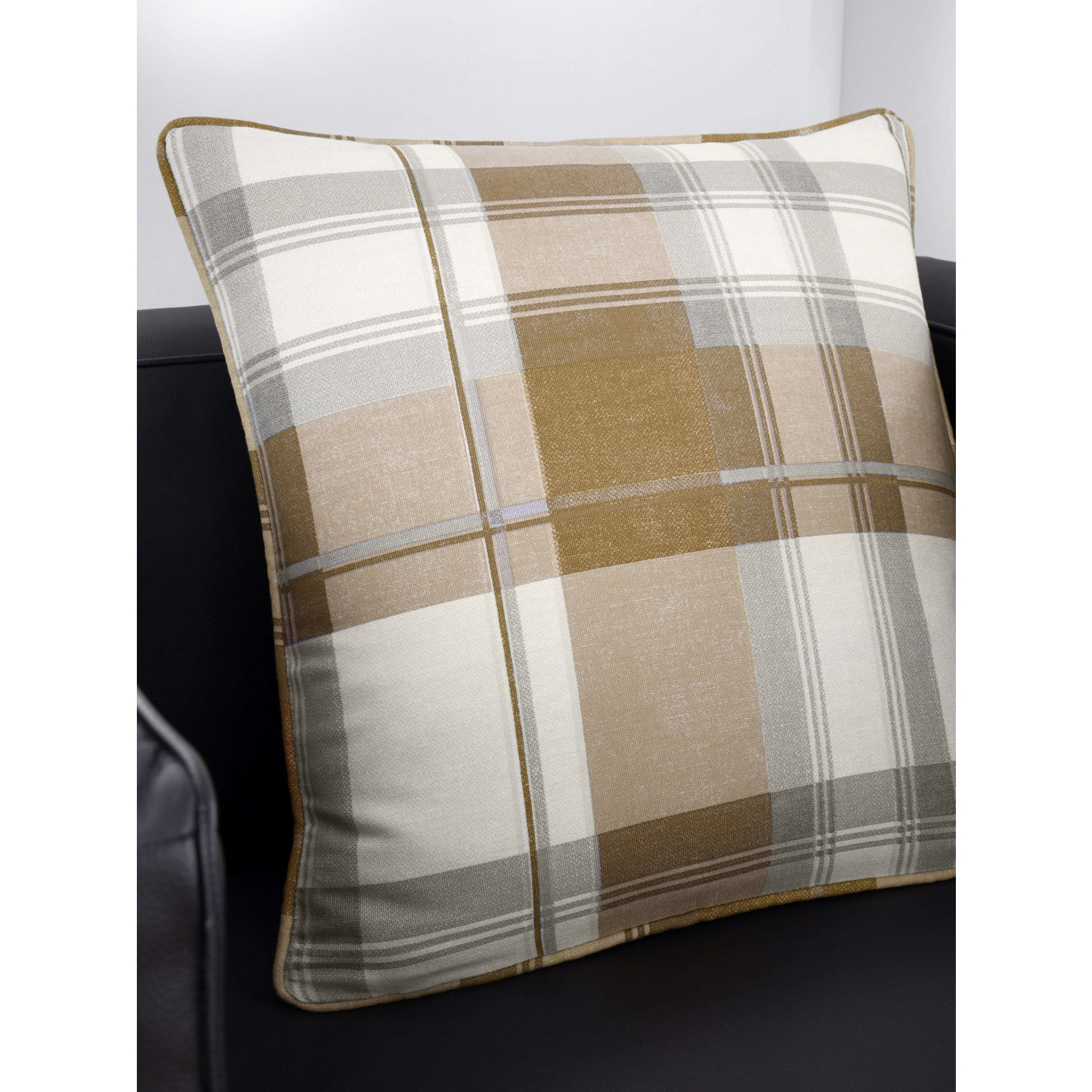Fusion Nautral - Balmoral Check - 100 Percent Cotton Filled Cushion, Natural, 43 X 43 Cm - Image 3