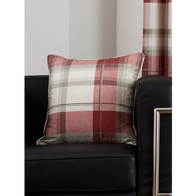 Fusion Balmoral Check Filled Cushion In Ruby  | TJ Hughes