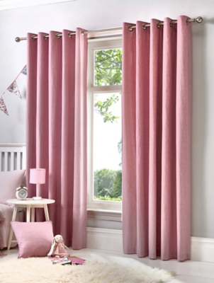 Fusion Sorbonne 100 Cotton Pair of Eyelet Curtains in Blush Pink