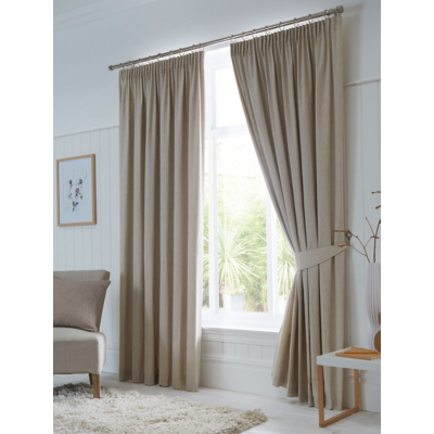 George Natural Fusion Dijon Blackout Pencil Pleat Curtains W 117Cm (46 Inch) X D 137Cm (54 Inch)