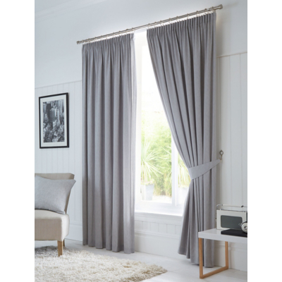 George Silver Fusion Dijon Blackout Pencil Pleat Curtains W 117Cm (46 Inch) X D 137Cm (54 Inch)