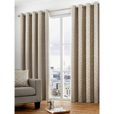 George Stone Curtina Camberwell Jacquard Eyelet Curtains W 168Cm (66 Inch) X D 137Cm (54 Inch)