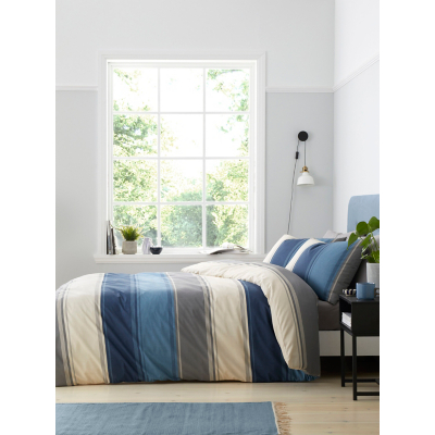 Betley Stripe Blue Duvet Set - King Size / Blue