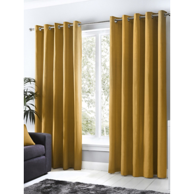 Onn Ochre Fusion Sorbonne 100% Cotton Pair Of Eyelet Curtains In Size 4.5