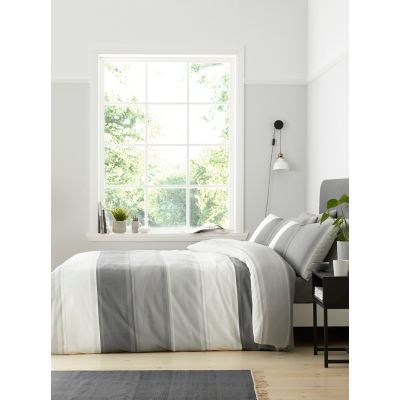 George Fusion Betley Striped Duvet Set - Grey