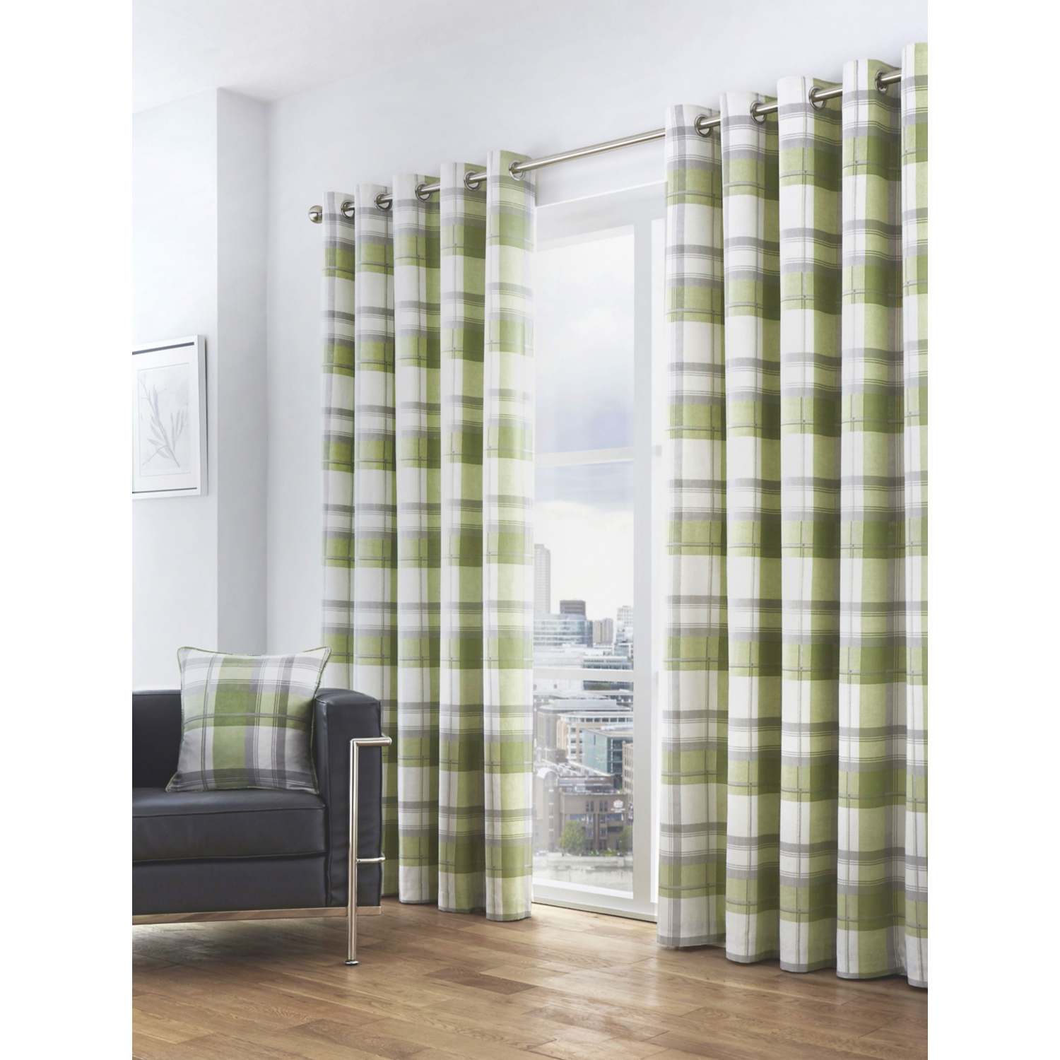 George Green Fusion Balmoral Check 100% Cotton Eyelet Curtains