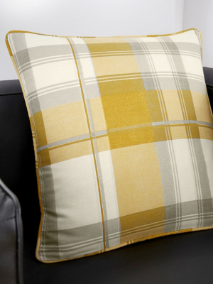 Ochre Fusion Balmoral Check Filled Cushion Home at ASDA