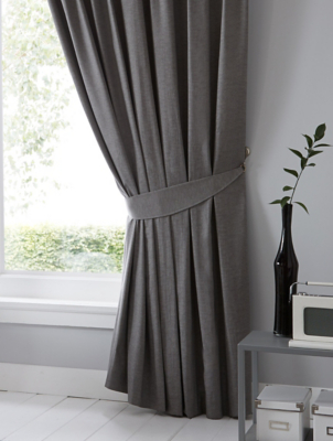 Fusion Dijon Charcoal Pair of Curtain Tiebacks Home at ASDA