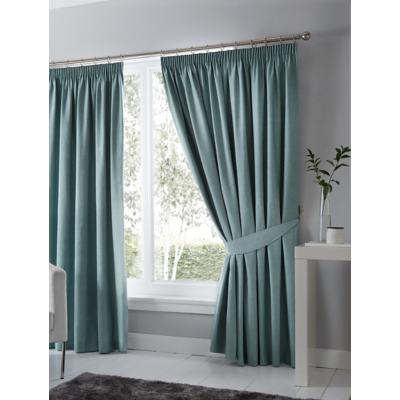 George Duck Egg Fusion Dijon Blackout Pencil Pleat Curtains W 168Cm (66 Inch) X D 182Cm (72 Inch)