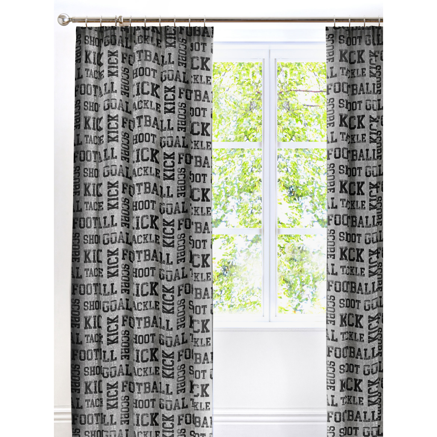 George Grey Bedlam Football Design Kids Bedroom Curtains