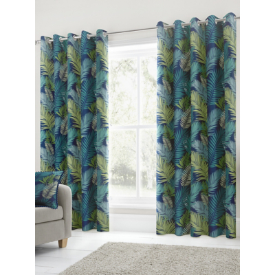 Fusion Tropical Eyelet Curtains in Multi - 90" Width x 72" Drop (229 x 183cm)  | TJ Hughes
