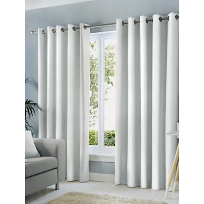 Onn White Fusion Sorbonne 100% Cotton Pair Of Eyelet Curtains In Size 3.2