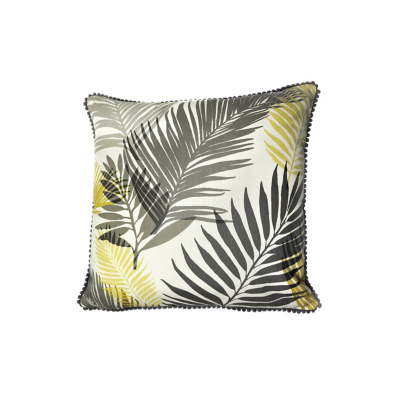 Fusion 'Tropical' Exotic Palm Leaf Print Filled Cushion 100% Cotton in Mustard | Size: 43 cm x 43 cm