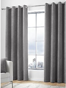 90 Width x 90 Drop 100% Cotton Lined Eyelet Curtains Lennox Fusion 229 x 229cm in Grey 