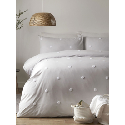 Dot Garden Silver 100% Cotton Duvet Set - Double / Grey