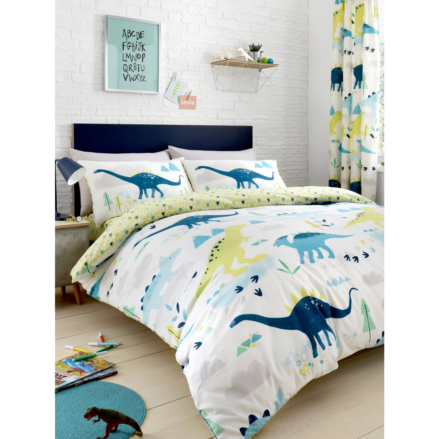George Multi Bedlam Dino Glow In The Dark Duvet Cover Set