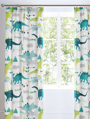Bedlam Dino Glow in the Dark Kids Bedroom Curtains