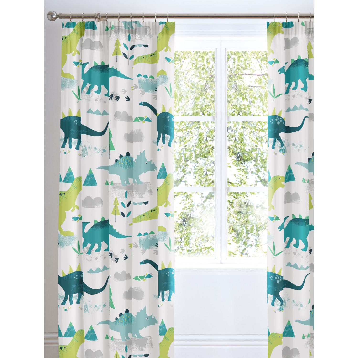 George Multi Bedlam Dino Glow In The Dark Kids Bedroom Curtains