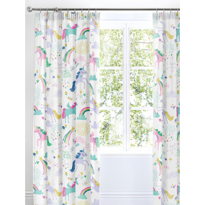Bedlam 'Rainbow Unicorn' Lined Pencil Pleat Curtains | Size: 168 cm width x 183 cm drop