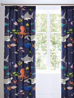 Bedlam Sea Life Glow in the Dark Kids Bedroom Curtains