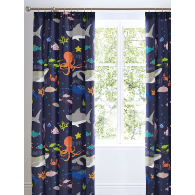 Bedlam 'Sea Life' Lined Pencil Pleat Curtains | Size: 168 cm width x 183 cm drop