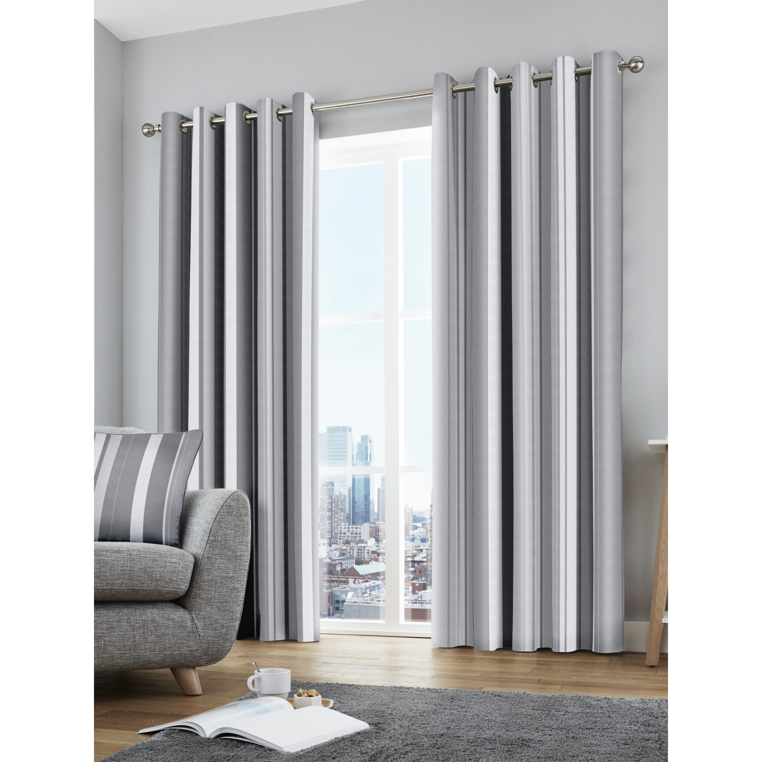 George Grey Fusion Whitworth Stripe Eyelet Curtains