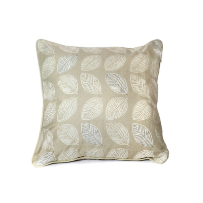 Fusion 'Delft' Hand Drawn Leaf Print Filled 100% Cotton Cushion in Natural | Size: 43 cm x 43 cm