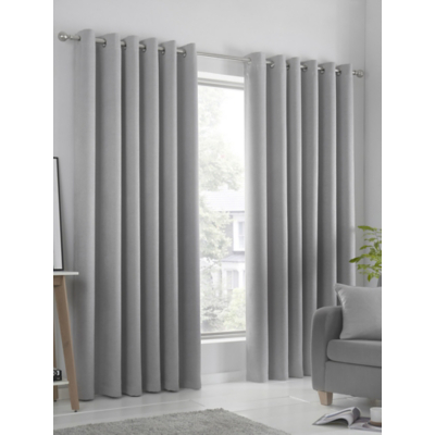 Strata Silver Fusion Thermal Dim-Out Eyelet Curtains In W 228Cm (90 Inch) X D 182Cm (72 Inch)