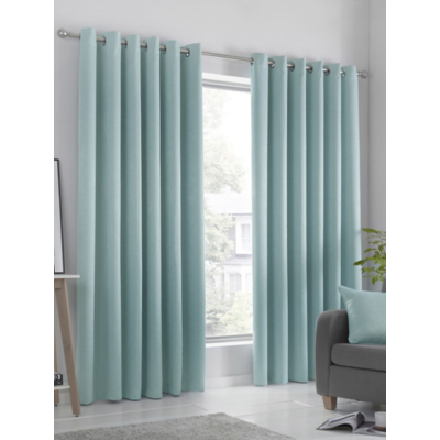 Fusion Strata Eyelet Curtains in Duck Egg - 90" Width x 90" Drop (229 x 229cm)  | TJ Hughes
