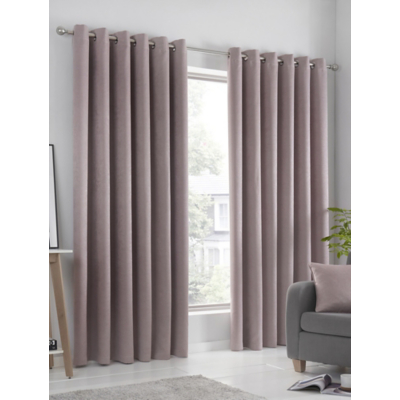 Fusion 'Strata' Triple-Woven Dimout Eyelet Curtains in Rose | Size: 117 cm width x 183 cm drop